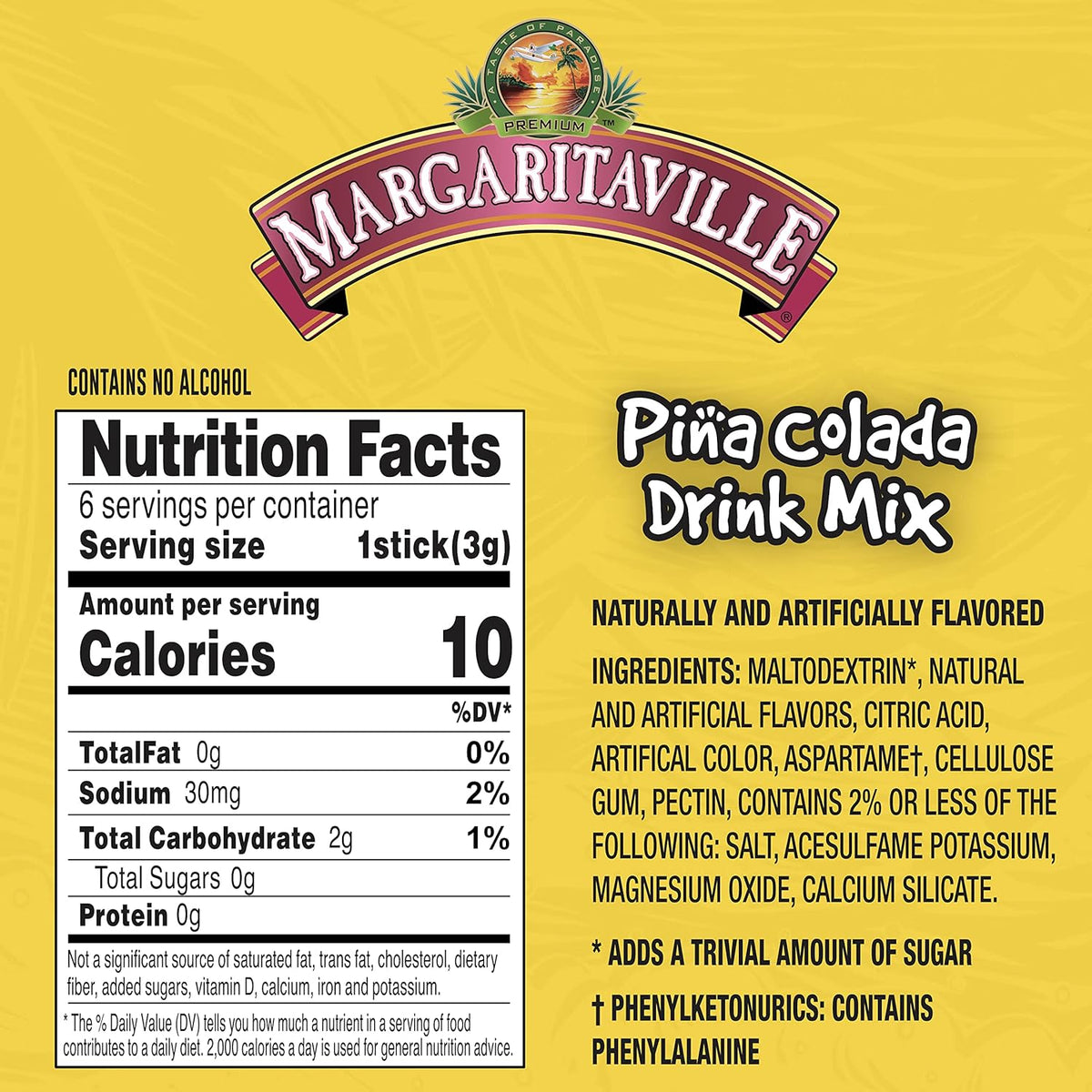 Singles To Go! Margaritaville Water Drink Mix – Low-Calorie Work-from-Home Drink Mix for Sustained Focus, Tropical Variety