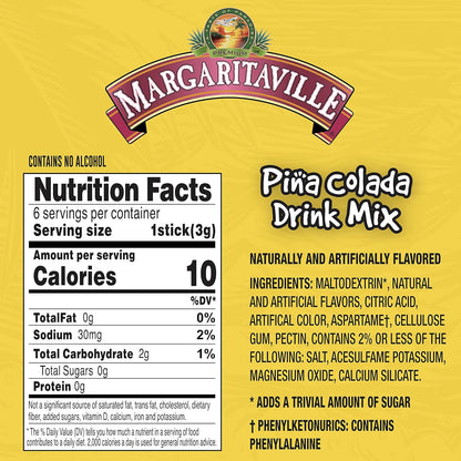 Singles To Go! Margaritaville Water Drink Mix – Low-Calorie Work-from-Home Drink Mix for Sustained Focus, Tropical Variety
