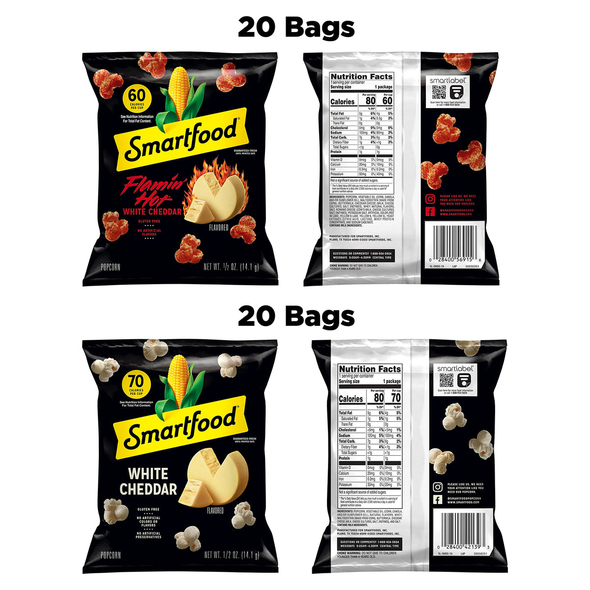 Smartfood Popcorn Variety Pack – Get Well Soon & Office Welcome Gift with Three Flavors, 40 Single-Serve Bags