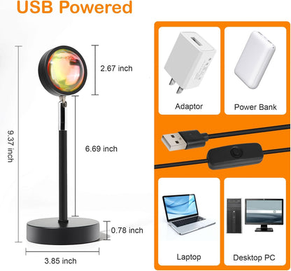 Sunset Lamp Projector – Living Room Statement Lighting, Adjustable Multicolor Sunset Projection for Modern Interiors