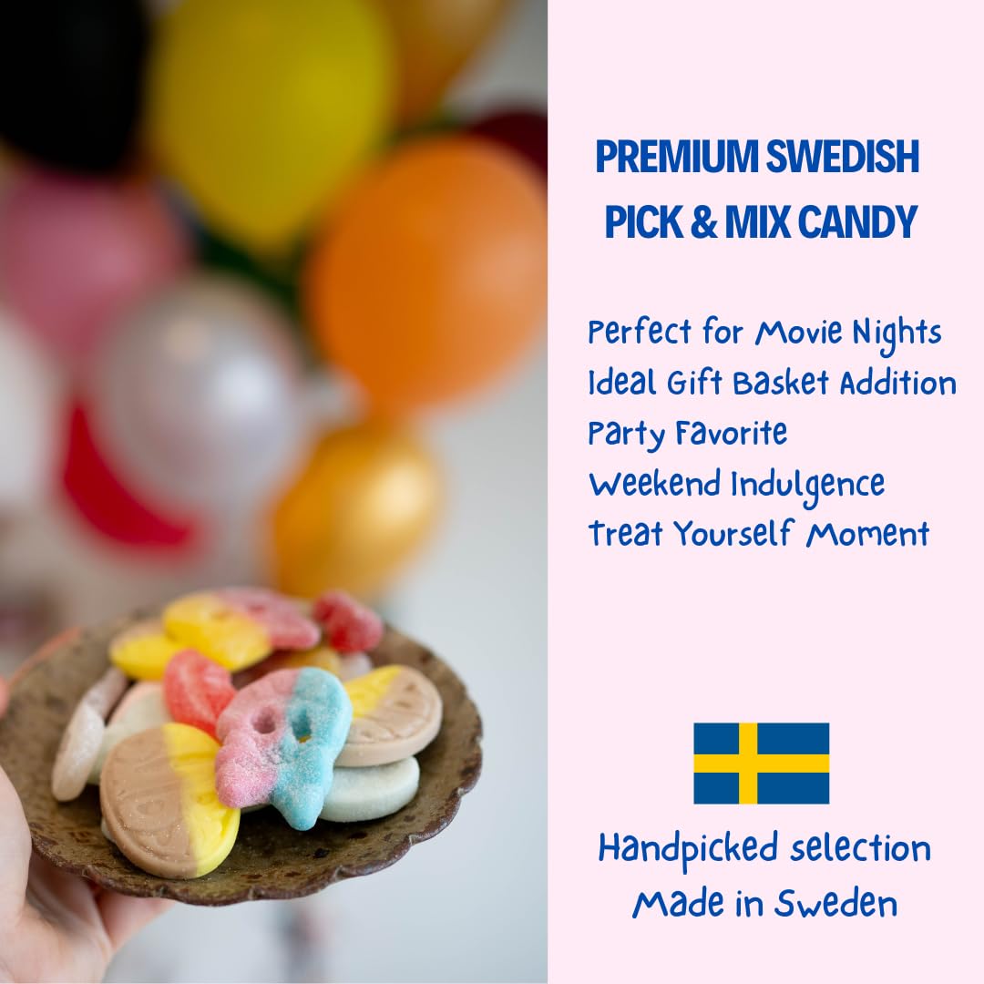 Swedish Candy Chef Lagom Mix - Movie Night Family Treat, Mild and Bold Swedish Candy Sampler for Ages 6+ 5oz