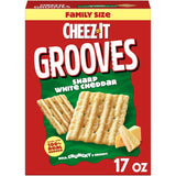 Cheez-It Grooves Crunchy White Cheddar Crackers – Road Trip and Commuter Snack with Bold Cheese Flavor for Travel Cups and Tote Bags, 3.25oz
