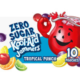 Kool-Aid Jammers Tropical Punch Zero Sugar Pouches, Box of 10, Everyday Refreshment for Mindful Snackers