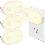 AUVON Plug in Night Light 4 Pack – Cool White Motion Activated LED for Children's Room, Stairs and Late Night Bathroom Trips
