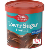 Betty Crocker 25% Less Sugar Frosting – Wholesome Pantry Essential for Sugar-Conscious Families, Ready-to-Spread Milk Chocolate Flavor