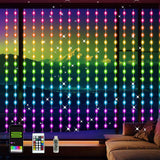 LuminVue Color Changing Curtain Lights – Gaming Setup Backdrop with Music Sync, 8ft x 6ft RGB Smart Drape