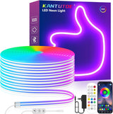 LotusLamp Waterproof RGB LED Neon Light for Outdoor Dining Area, 24V Low Voltage Patio Rope Light with Remote Control