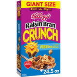 Kellogg's Raisin Bran Crunch Cereal – Guilt-Free Low-Fat Fiber Bowl for Self-Care Morning Routines, 24.5 oz