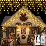 echosari 300 LED Battery Icicle Lights – All-Weather Eaves Lights for Gazebo Yard Perimeter and Outdoor Wedding