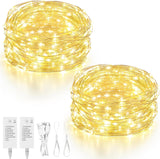 Mlambert LED String Lights 98.4FT – Long Range Rechargeable String for Garden Party and Outdoor Wedding Arch, Battery Powered Portability