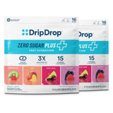 DripDrop Zero Sugar Plus - Sugar Free Electrolyte Powder Sticks for Clean-Label Wellness Routines, Daily Vitamin Hydration