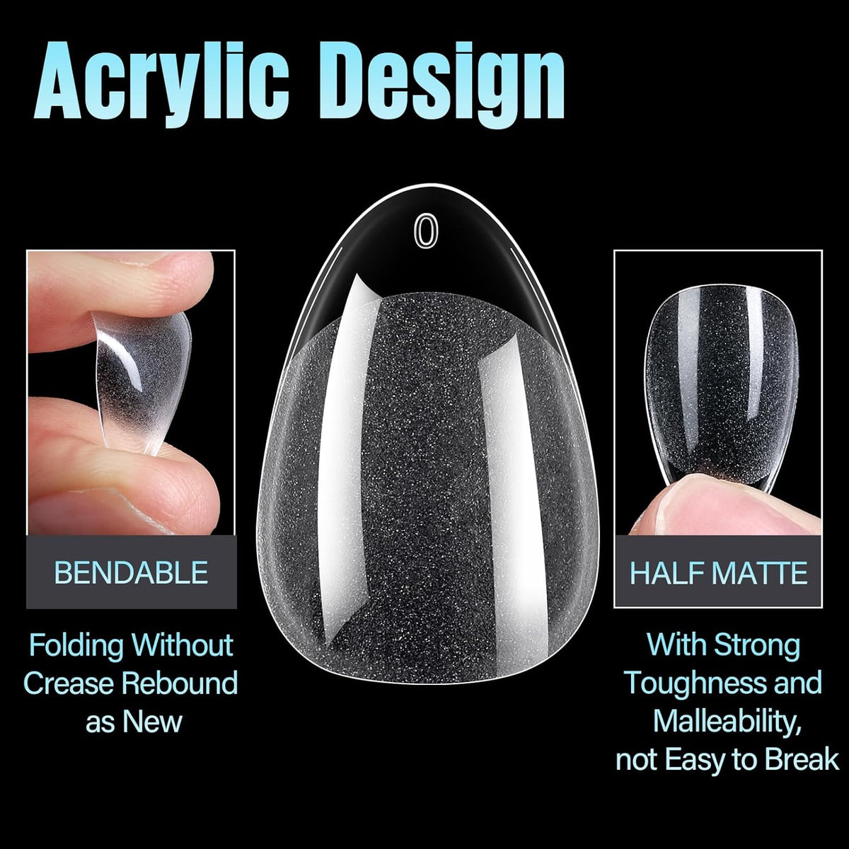 TOMICCA Pre-Shaped Acrylic Extensions – Streamlined DIY Manicure with Neutral, Modern Finish