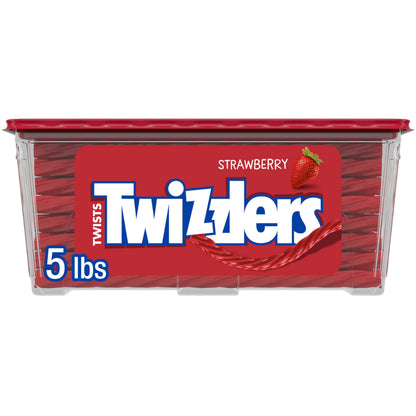 TWIZZLERS Twists Strawberry Flavored Licorice Style, Chewy Holiday Candy Tub, 5 lb