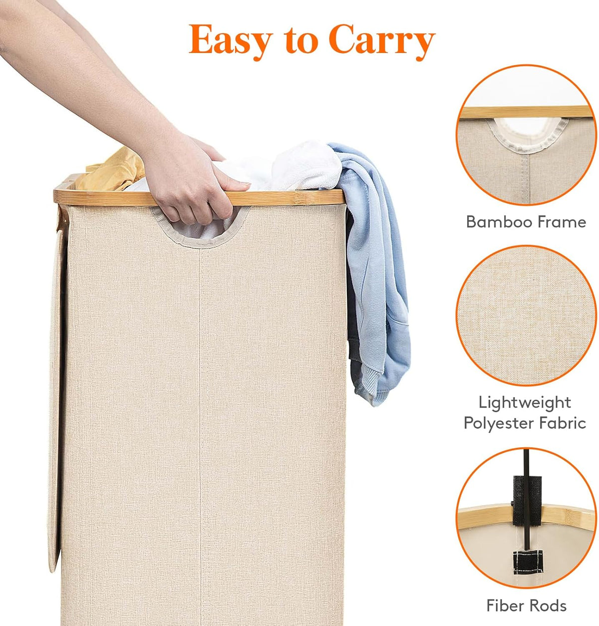 two bamboo-style carry handles and breathable polyester body