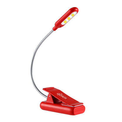 VAVOFO Rechargeable Book Light for Reading in Bed Kids, 7 LED Reading Light with 9-Level Warm Cool White Daylight, Eye Care Lamp with Power Indicator for Bookworms (Red)