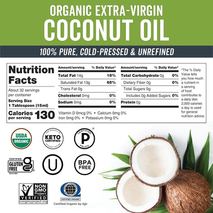 Viva Naturals Organic Coconut Oil – Bedtime Wind-Down Essential for Deep Conditioning & Relaxing Body Oil