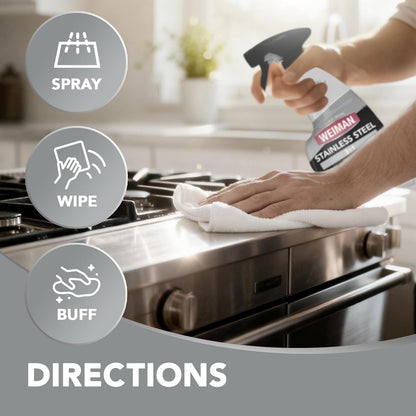 Weiman Stainless Steel Cleaner & Polish – Patio-Ready Grill Polish, Cuts Grease After Backyard Cookouts