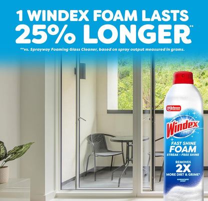 Windex Fast Shine Foam Glass Cleaner – Streamlined Bulk Pack for a Simple, Stocked-Once Cleaning Routine