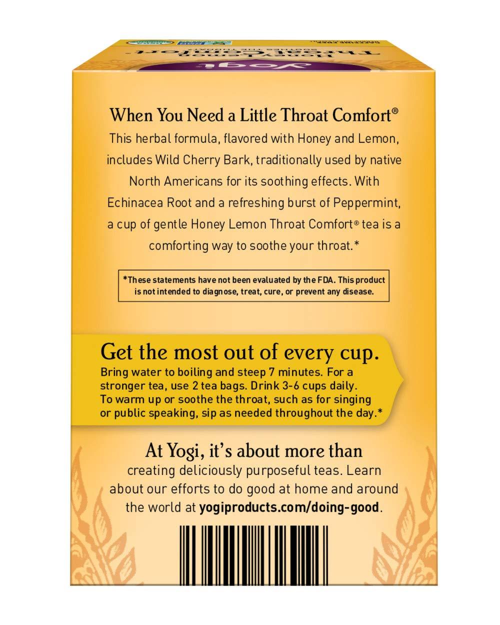 Yogi Tea Honey Lemon Throat Comfort – Soothing Daily Wellness Ritual Tea for Cold and Flu Season