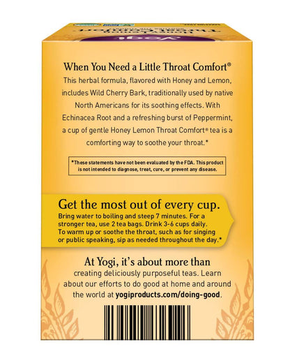 Yogi Tea Honey Lemon Throat Comfort – Soothing Daily Wellness Ritual Tea for Cold and Flu Season