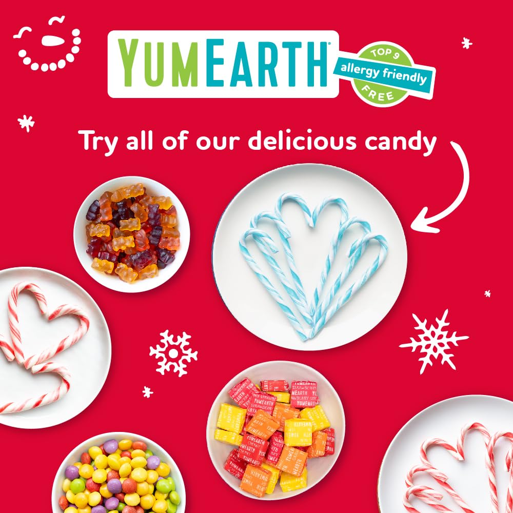 YumEarth Organic Candy Cane Lollipops - Organic Holiday Indulgence for Mindful Snacking, Dye Free Peppermint Pops, 30 Individually Wrapped
