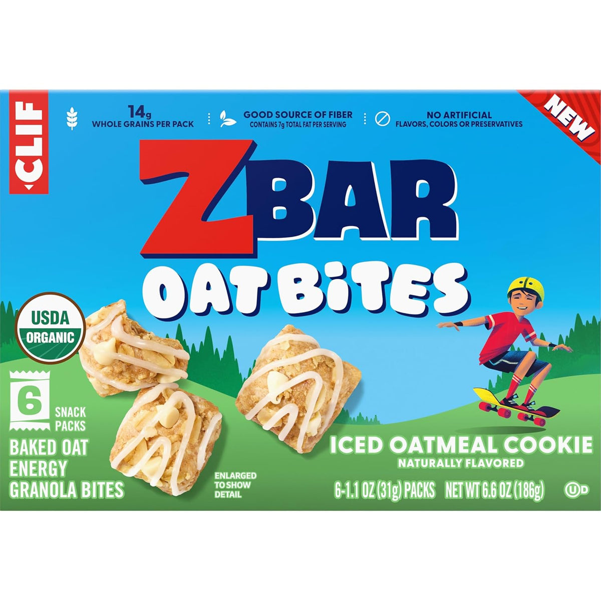Zbar Oat Bites - Iced Oatmeal Cookie - Clean-Ingredient After-School Snack for Active Kids - 14g Whole Grains Per Pack