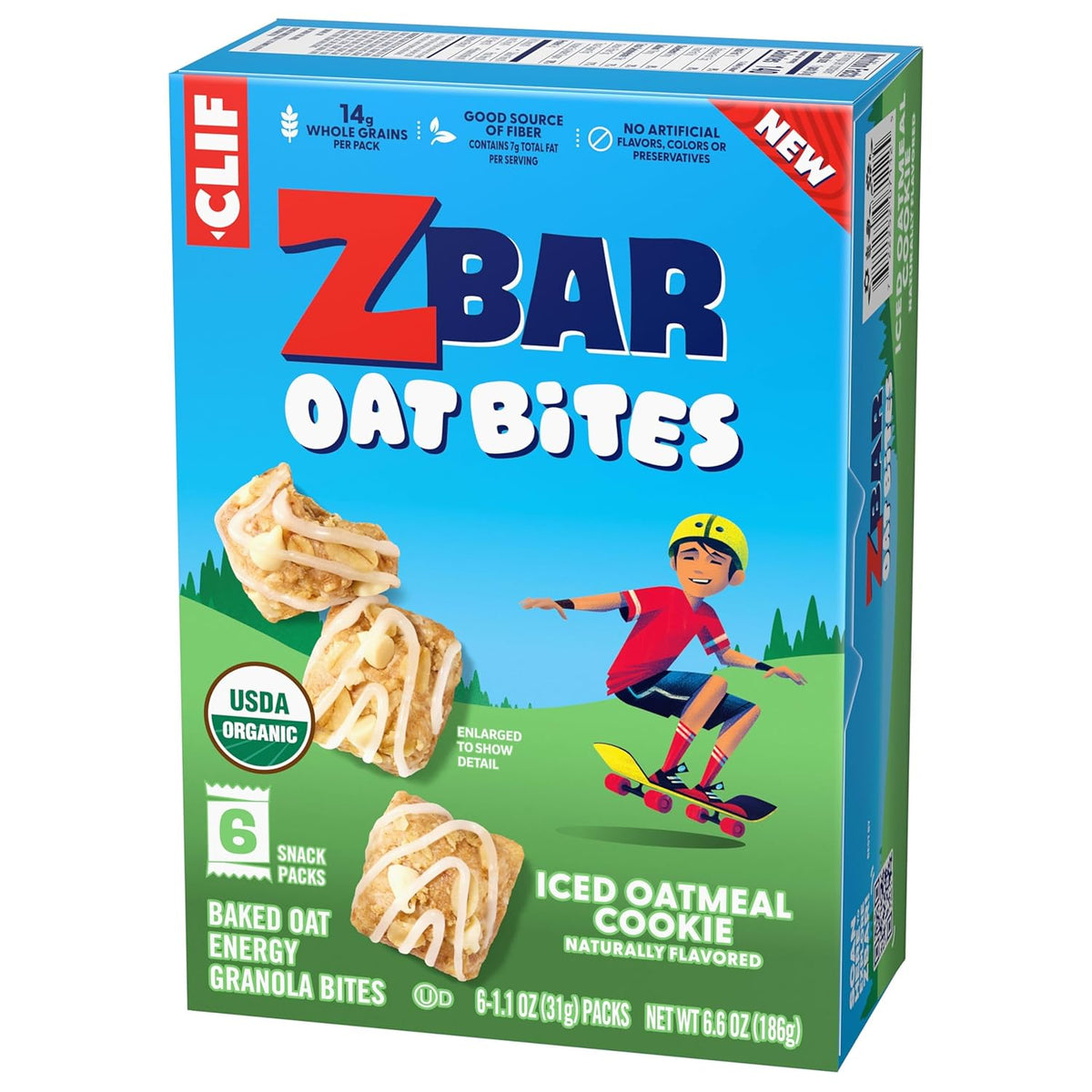 Zbar Oat Bites - Iced Oatmeal Cookie - Clean-Ingredient After-School Snack for Active Kids - 14g Whole Grains Per Pack