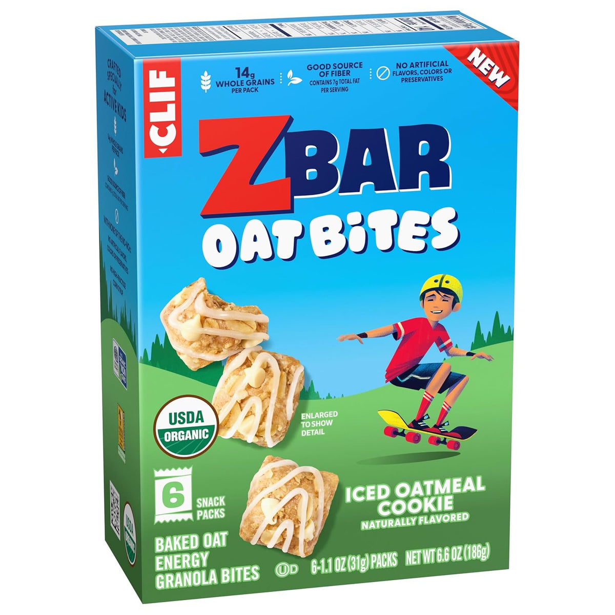 Zbar Oat Bites - Iced Oatmeal Cookie - Clean-Ingredient After-School Snack for Active Kids - 14g Whole Grains Per Pack